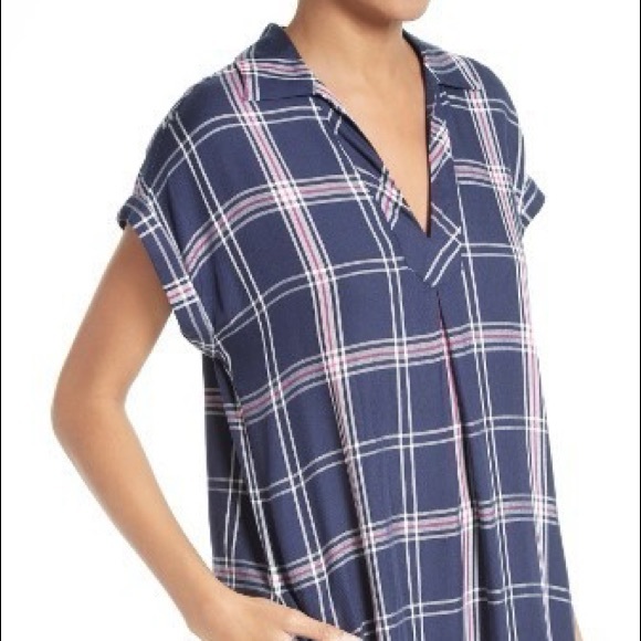 NWOT Soft Joie • Navy Plaid Collared Shirt Dress - Picture 10 of 10